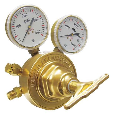 Uniweld Stage Regulator, Oxygen, Single Stage, 0.908"-14 Inlet, 9/16"-18 Outlet, 5 to 125 psi RV8010