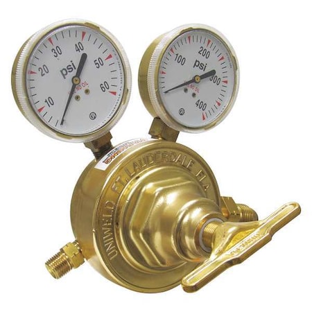 Uniweld Stage Regulator, Propane, Propylene, Single Stage, 0.880"-14 Inlet, 9/16"-18 Outlet, 2 to 40 psi RV8012