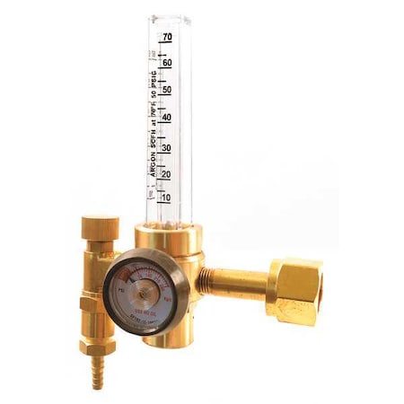 Uniweld Flowmeter Regulator, Carbon Dioxide, Single Stage, 0.825"-14 Inlet, 5/8"-18 Outlet, 10 to 80 scfh RF2480-320