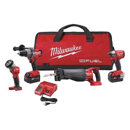 Milwaukee Tool M18 Fuel Cordless Combination Kit, 4 pcs., 5.0Ah 2896-24