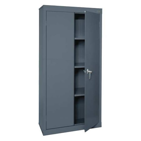 Sandusky Lee Shelving Storage Cabinet, 72 in H, 30 in W, 18 in D, Swing, Keyed, Dark Gray, 3 Shelves, 0 Drawers VF31301872-02