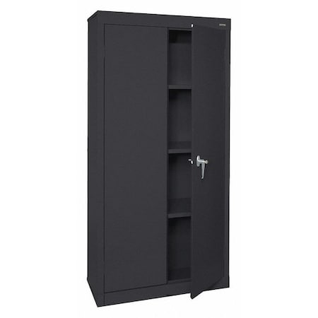 Sandusky Lee Shelving Storage Cabinet, 72 in H, 30 in W, 18 in D, Swing, Keyed, Black, 3 Shelves, 0 Drawers VF31301872-09