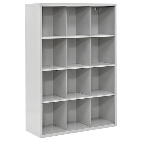 Sandusky Lee Adjustable Open Bin Cubbie Cabinet, 46 in W x 18 in D x 66 in H, 12 Compartments, Gray, Wood IC00461866-05