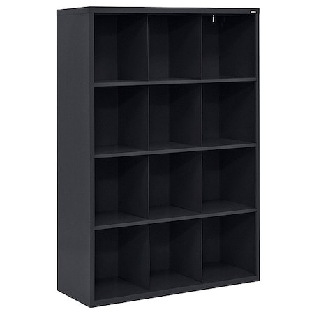 Sandusky Lee Wood Cubbie Cabinet, 18 in D x 66 in H x 46 in W, 4 Shelves, Black IC00461866-09
