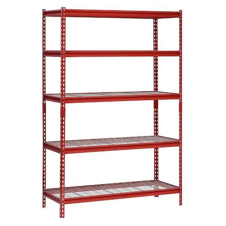 Sandusky Lee Freestanding Bulk Storage Rack, 24 in D, 48 in W, 5 Shelves, Red UR482472WD5-R