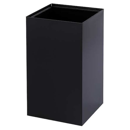 Safco 25 gal Square Recycling Bin, Open Top, Black, Steel, 1 Openings 2981BL