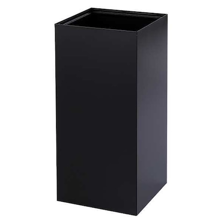 Safco 31 gal Square Recycling Bin, Open Top, Black, Steel, 1 Openings 2982BL