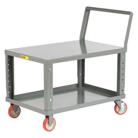 Little Giant Raised Handle Utility Cart, Steel, 1,200 lb Load Capacity, 2 Shelves, 39 in L, 24 in W LK24365PYBKAH