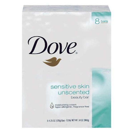 Dove Body Soap, Fragrance Free, White, 4.25 oz, Hypoallergenic, Moisturizing, Wrapped CB613789