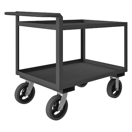 Zoro Select Utility Cart with Lipped Metal Shelves, Steel, 2,400 lb Load Capacity, 2 Shelves, 54 1/2 in L RSCR243636ALU8MR95
