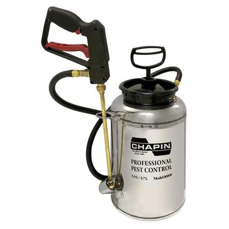 Chapin 1-1/2 gal Handheld Sprayer, Stainless Steel, 48 in L Hose, 12 in L Wand, Jet Nozzle Spray Pattern 11800W