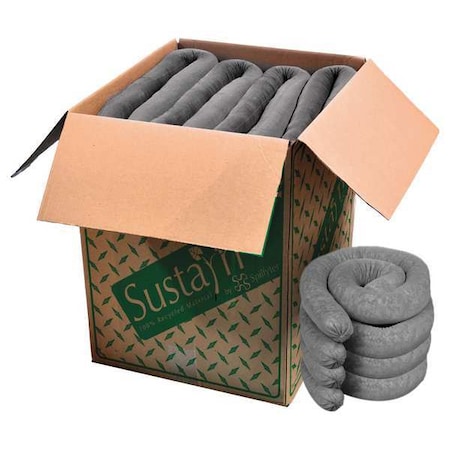Sustayn By Spilfyter Sorbent Sock, 44 gal, 3 in x 48 in, Universal, Gray, 40 PK G-34