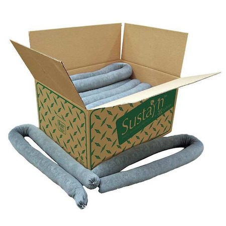 Sustayn By Spilfyter Sorbent Sock, 17 gal, 3 in x 10 ft, Universal, Gray, 6 PK G-37