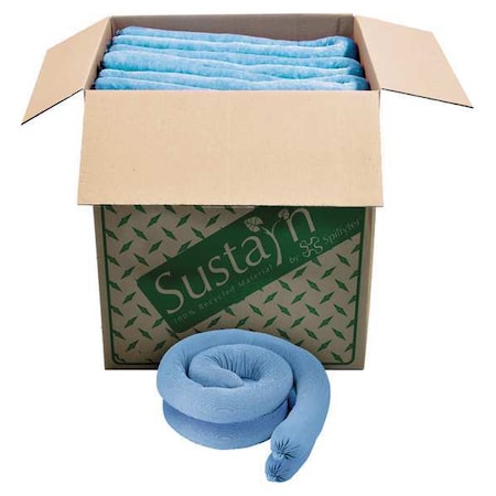 Sustayn By Spilfyter Sorbent Sock, 44 gal, 3 in x 48 in, Oil, Blue, 40 PK M-34