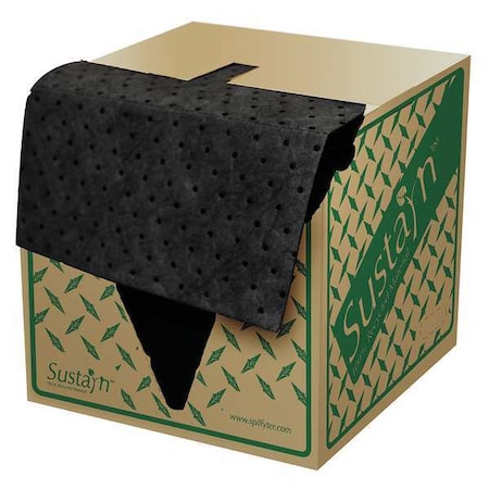 Sustayn By Spilfyter Sorbent Pad, 27 gal, 16 in x 18 in, Universal, Black, 100 PK USR-75
