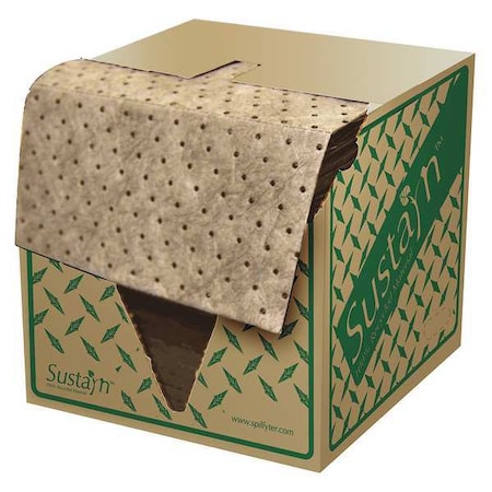 Sustayn By Spilfyter Sorbent Pad, 29 gal, 16 in x 18 in, Oil, Tan, 200 PK OSR-70
