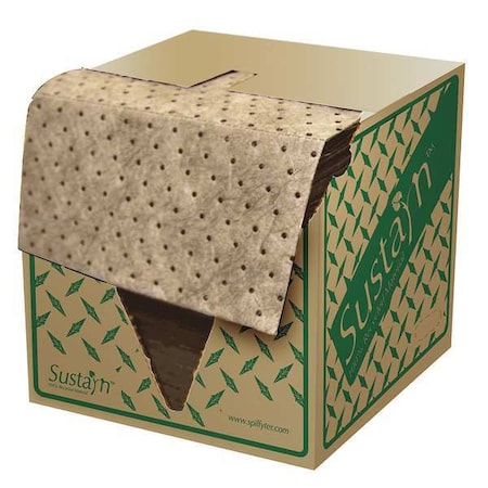 Sustayn By Spilfyter Sorbent Pad, 27 gal, 16 in x 18 in, Oil, Tan, 100 PK OSR-75