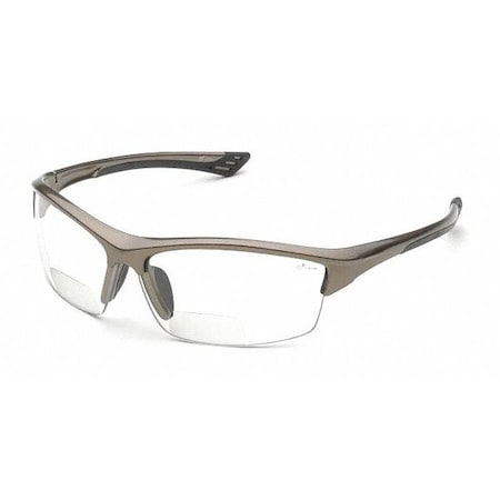 Deltaplus RX350C, Reader Safety Glasses, Anti-Fog, Clear Lens, Metallic Brown Frame, Half-Frame, Wraparound RX-350-C-1.5