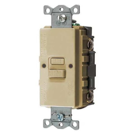 Hubbell Wiring Device-Kellems GFCI Receptacle, Ivory, Nylon, Back GFBF20I