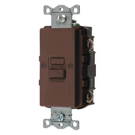 Hubbell Wiring Device-Kellems GFCI Receptacle, 20A, 125VAC, 5-20R, Brown GFBFST20