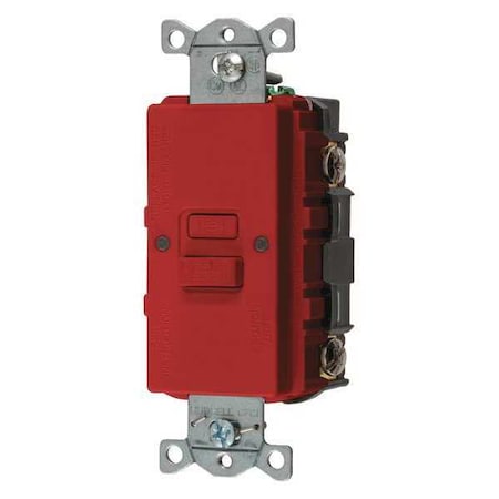 Hubbell Wiring Device-Kellems GFCI Receptacle, 20A, 125VAC, 5-20R, Red GFBFST20R
