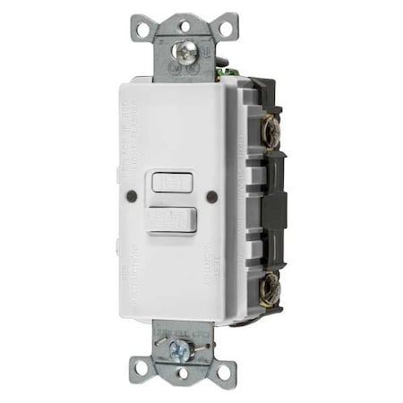 Hubbell Wiring Device-Kellems GFCI Receptacle, 20A, 125VAC, White GFBF20W