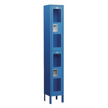 Salsbury Industries Wardrobe Locker, 12" W, 15" D, 78" H, (1) Wide, (2) Openings, Blue S-62165BL-A