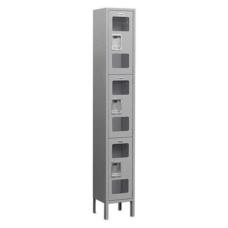 Salsbury Industries Wardrobe Locker, 12" W, 18" D, 78" H, (1) Wide, (3) Openings, Gray S-63168GY-U