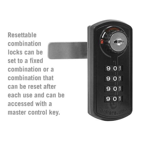 Salsbury Industries Built In Locker Lock, Zinc, Black/White 33395BLK