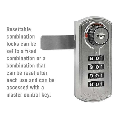 Salsbury Industries Built In Locker Lock, Zinc, 1-1/2inW, Wht 33395SLV