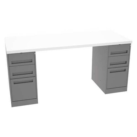 Tennsco Workbench, Laminate, 72 in W, 33 1/2 in Height, 750 lb, Pedestal MWB-6-3072P