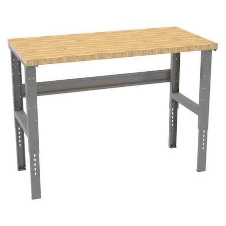 Tennsco Bolted Workbench, Butcher Block, 60 in W, 35-3/8 in to 41-3/8 in Height, 3,800 lb, Straight WBAT-1-3060W