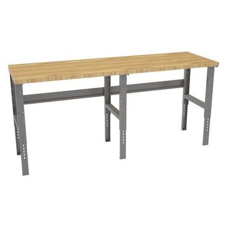 Tennsco Bolted Workbench, Butcher Block, 96 in W, 35-3/8 in to 41-3/8 in Height, 3,000 lb, Straight WBAT-1-3096W