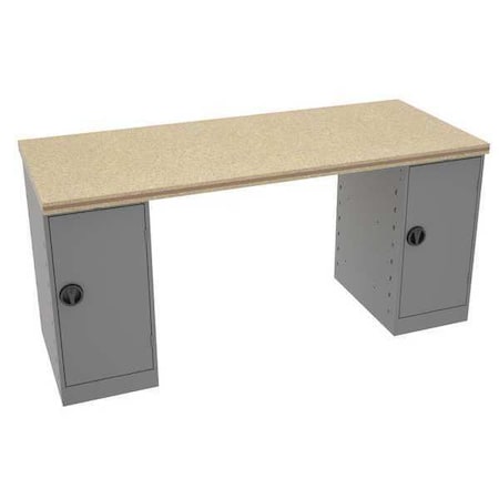 Tennsco Workbench, Shop Top, 72 in W, 33 3/4 in Height, 1,500 lb, Pedestal MWB-3-3072C