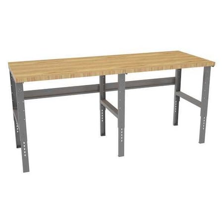 Tennsco Bolted Workbench, Butcher Block, 96 in W, 35-3/8 in to 41-3/8 in Height, 4,000 lb, Straight WBAT-1-3696W