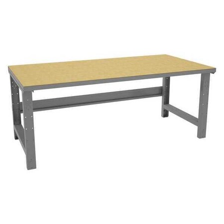 Tennsco Bolted Workbench, Particleboard, 72 in W, 27-7/8 in to 35-3/8 in Height, 1,800 lb, Straight WBA-1-3672SHB