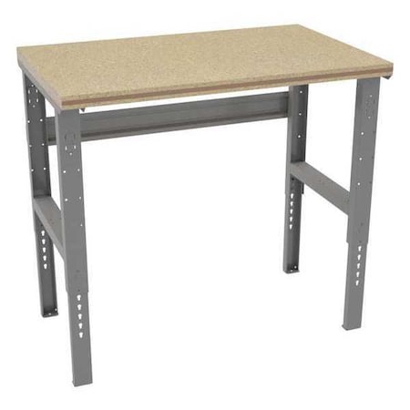 Tennsco Bolted Workbench, Shop Top, 48 in W, 35-3/8 in to 41-3/8 in Height, 2,000 lb, Straight WBAT-1-3048C