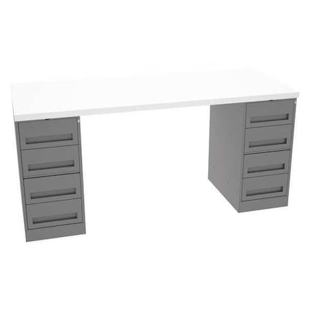 Tennsco Workbench, Laminate, 72 in W, 33 1/2 in Height, 750 lb, Pedestal MWB-1-3072P