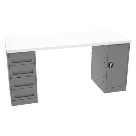 Tennsco Workbench, Laminate, 72 in W, 33 1/2 in Height, 750 lb, Pedestal MWB-2-3072P