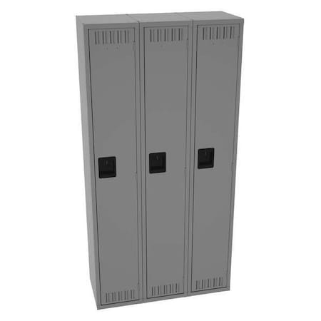 Tennsco Wardrobe Locker, 36 in W, 15 in D, 72 in H, (1) Tier, (3) Wide, Medium Gray STS-121572-CMG