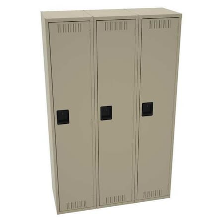 TENNSCO Wardrobe Locker, 36 in W, 18 in D, 78 in H, (1) Tier, (3) Wide, Sand STS-151872-CSD