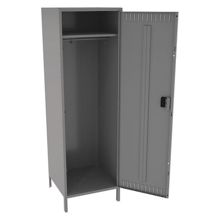 Tennsco Wardrobe Locker, 24 in W, 24 in D, 78 in H, (1) Tier, (1) Wide, Medium Gray STS-242472-1MG