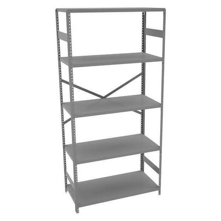 Tennsco Metal Shelving Unit, 18"D x 36"W x 75"H, 5 Shelves, Carbon Steel ESP-1836