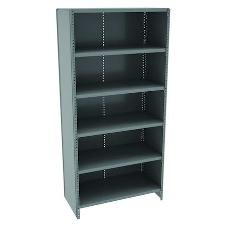 Tennsco Metal Shelving Unit, 18"D x 36"W x 75"H, 5 Shelves, Carbon Steel ESPC-6-1836