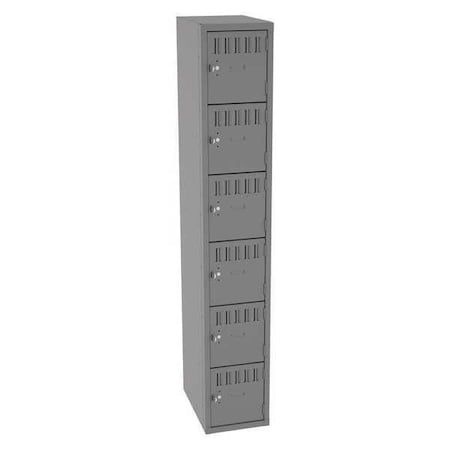 Tennsco Box Locker, 12 in W, 18 in D, 72 in H, (1) Wide, (6) Tier, Gray BS6-121812-AMG