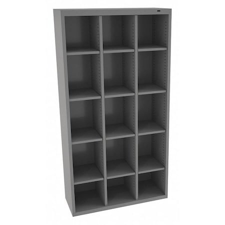 TENNSCO Steel Cubbie Cabinet, 13 1/2 in D x 66 in H x 34 1/2 in W, 6 Shelves, Gray CC-66MG