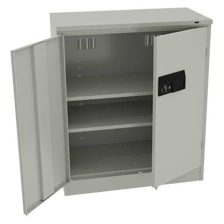 Tennsco Shelving Storage Cabinet, 42 in H, 36 in W, 18 in D, Recessed Pull, Electronic Keypad, Light Gray 4218DLXELLG