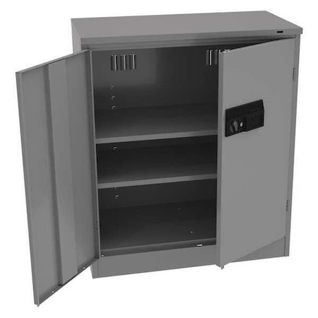 Tennsco Shelving Storage Cabinet, 42 in H, 36 in W, 18 in D, Recessed Pull, Electronic Keypad, Medium Gray 4218DLXELMG
