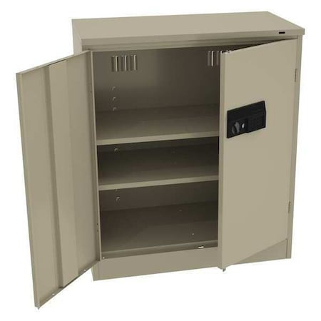 Tennsco Shelving Storage Cabinet, 42 in H, 36 in W, 18 in D, Recessed Pull, Electronic Keypad, Sand 4218DLXELSD