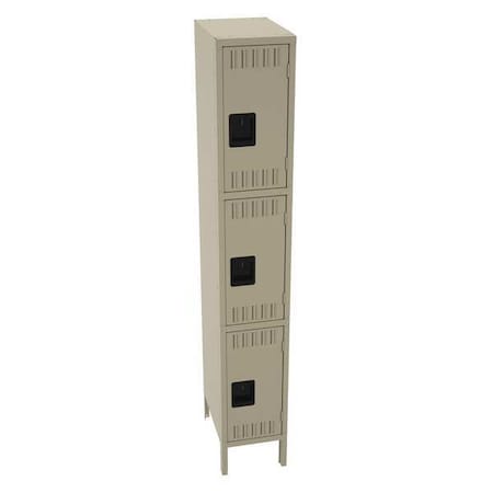 Tennsco Wardrobe Locker, 12 in W, 18 in D, 78 in H, (1) Wide, (3) Tier, Sand TTS-121824-1SD